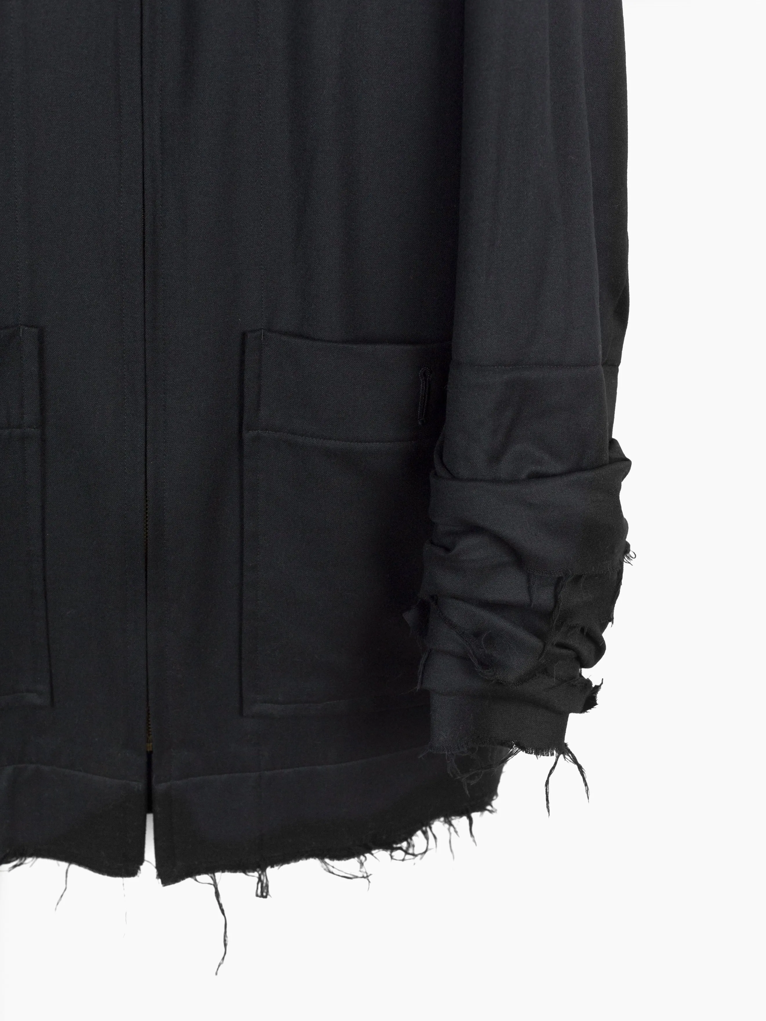 Yuji Yamada 90s Layered Raw Edge Hooded Coat