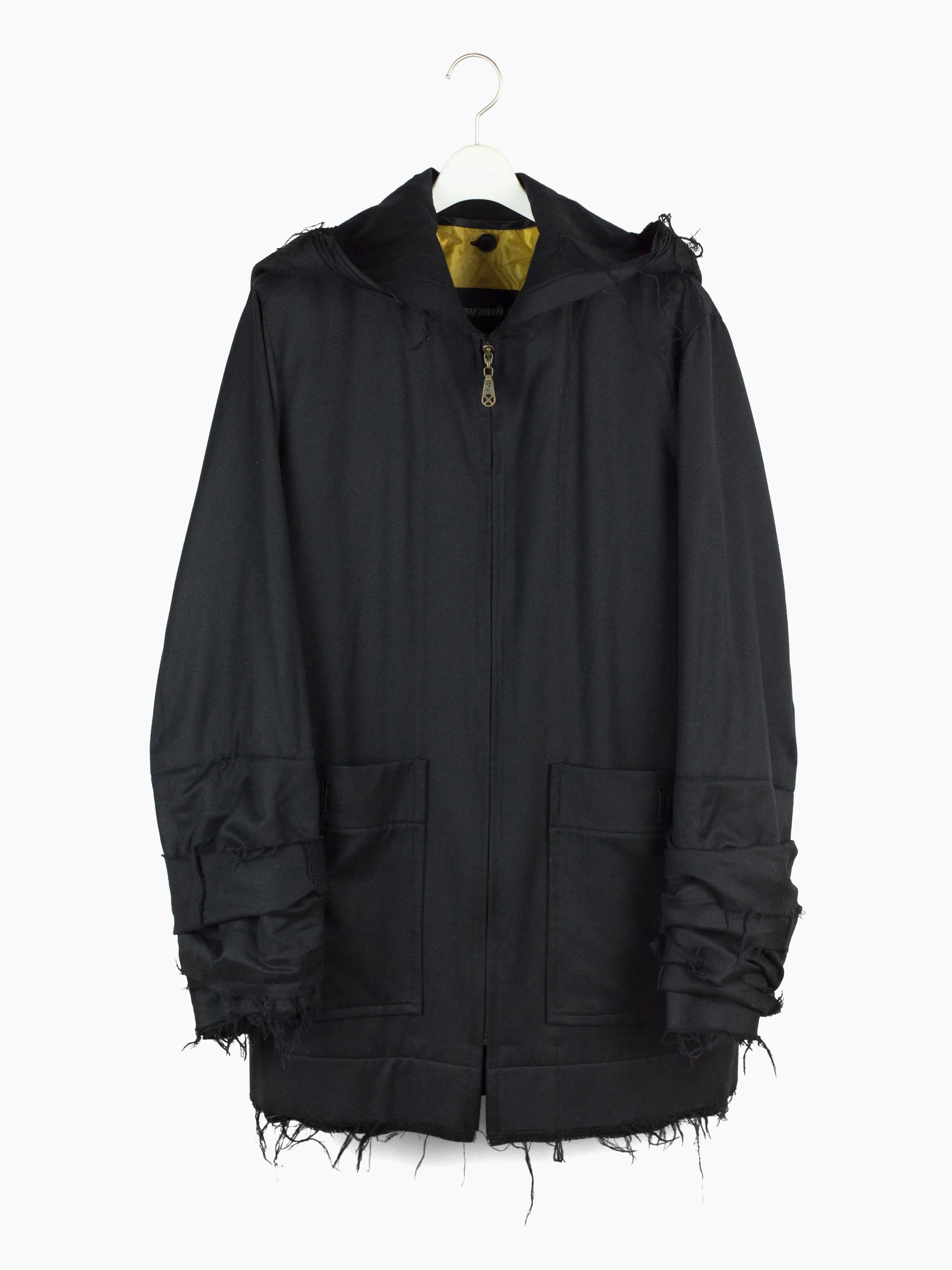 Yuji Yamada 90s Layered Raw Edge Hooded Coat