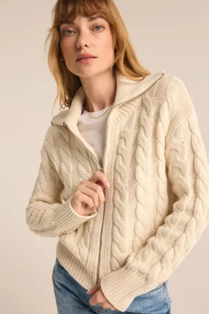 Z-Supply Hemingway Cable Cardigan Zip - SEA SALT